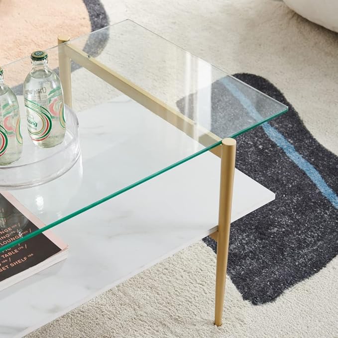 AGV LIGHTING Tadio Glass Coffee Table, Mid-Century Modern Coffee Table - Image 6