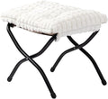 HollyHOME 15" Folding Footrest Stool, Upholstered Small Foldable Ottoman by HollyHOME