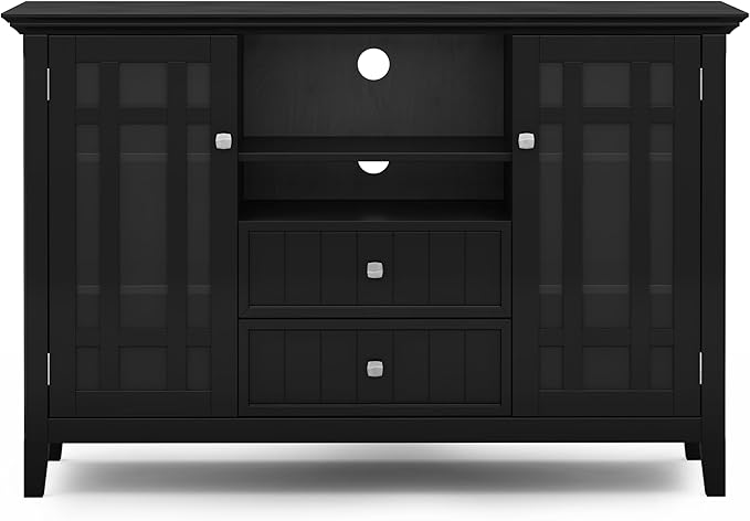 SIMPLIHOME Bedford Solid Wood 53 inch Wide Transitional TV Media Stand in Black - Image 5