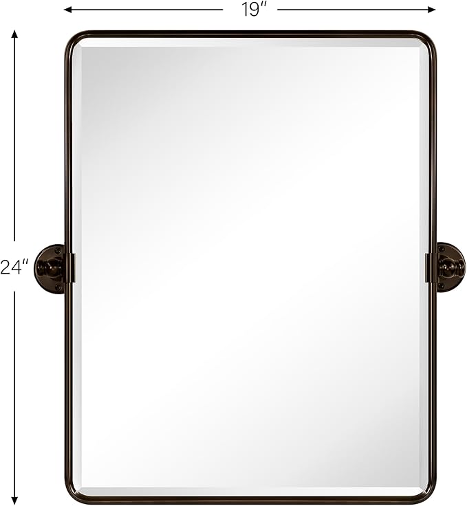 TEHOME 20x24'' Oil Rubbed Bronze Pivot Bathroom Vanity Mirror 24x20'' Metal - Image 6