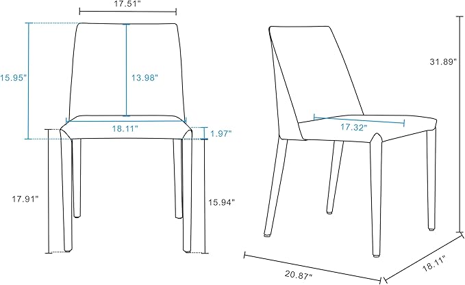 Manhattan Comfort Paris Modern Saddle Leather Dining Chairs, Metal Frame - Image 3