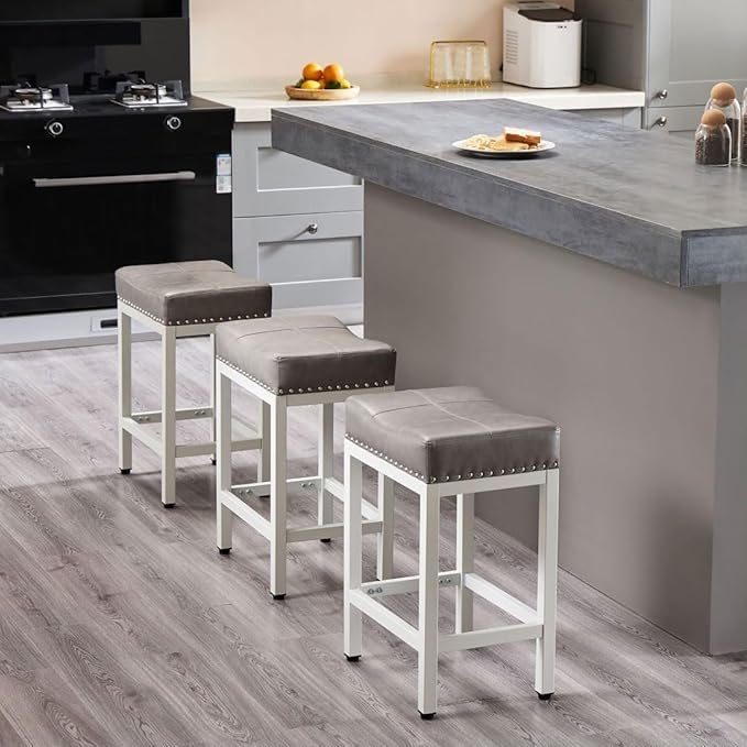 Counter Stools Set of 2 Upholstered Counter Height Bar Stools - Image 7