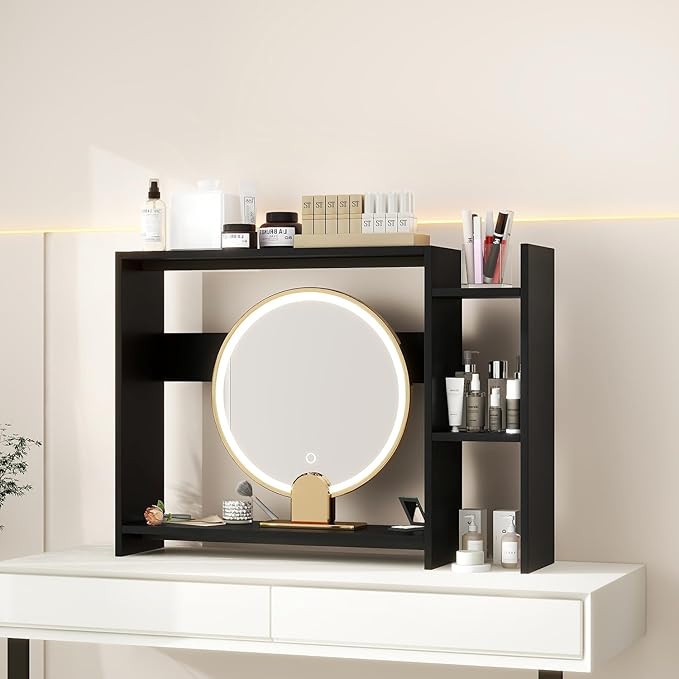 IBUYKE Desktop Bookshelf, 36.8" Desktop Organizer Shelf, Wood Desk Hutch - Image 6