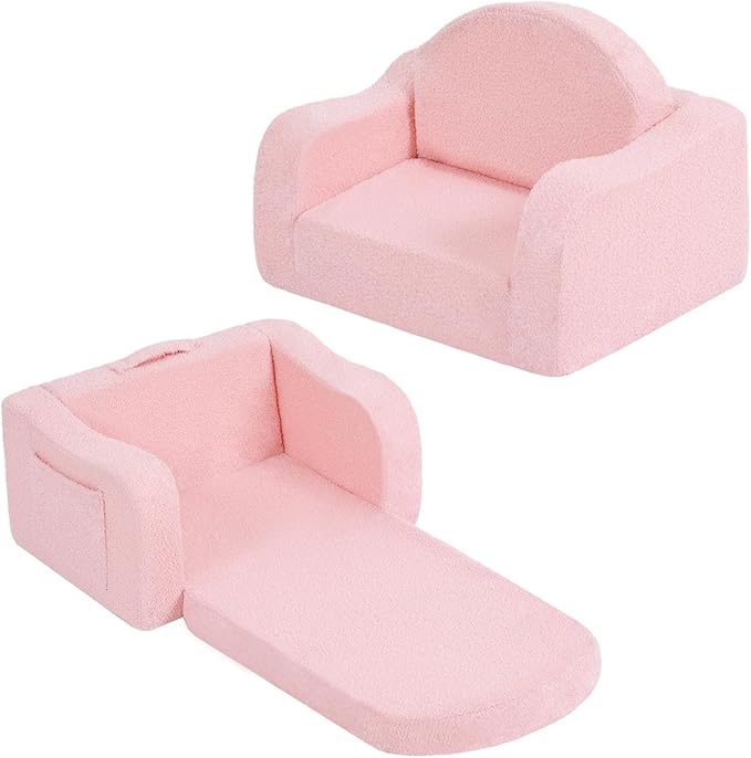 Welnow Kids Sofa, 2-in-1 Soft Sherpa Toddler Chair, Convertible Toddler Couch by LifeGetsBetterWithWelnow