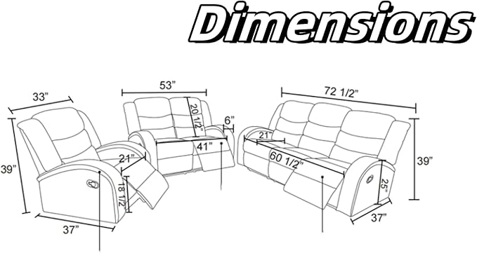 Leather Recliner Sofa Couch, 3-Seater Home Theater Seating Reclining Sofa - Image 2