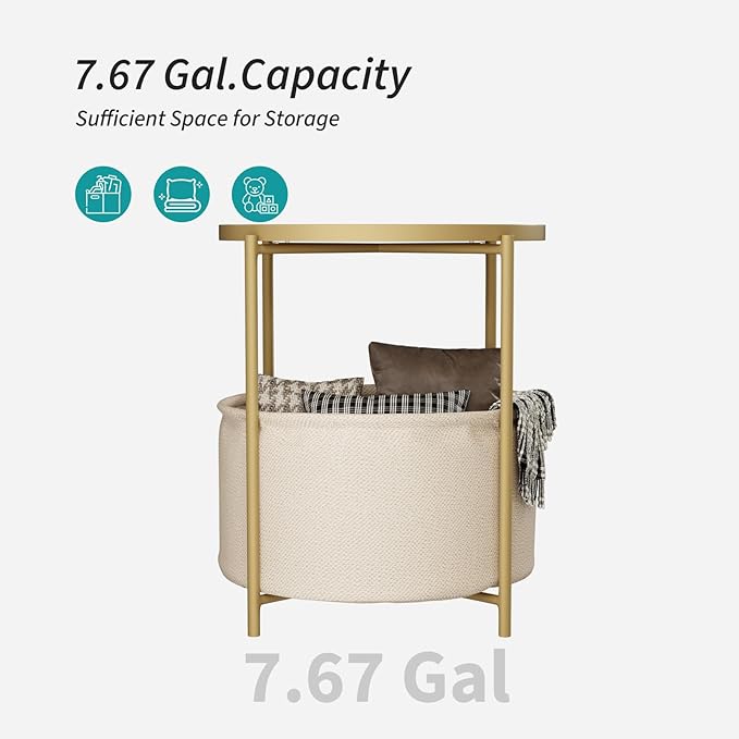 2 Tier Modern Side Table, Round End Table Living Room - Image 5