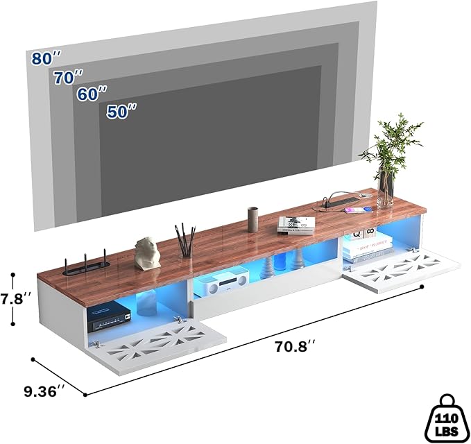 Floating TV Stand, Floating Wall Mounted TV Shelf - Image 3
