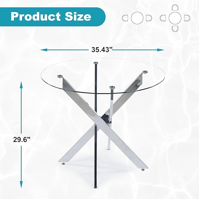 Dining Table for 4 Modern Round Dining Table 35.43" Kitchen & Dining Room Tables - Image 2