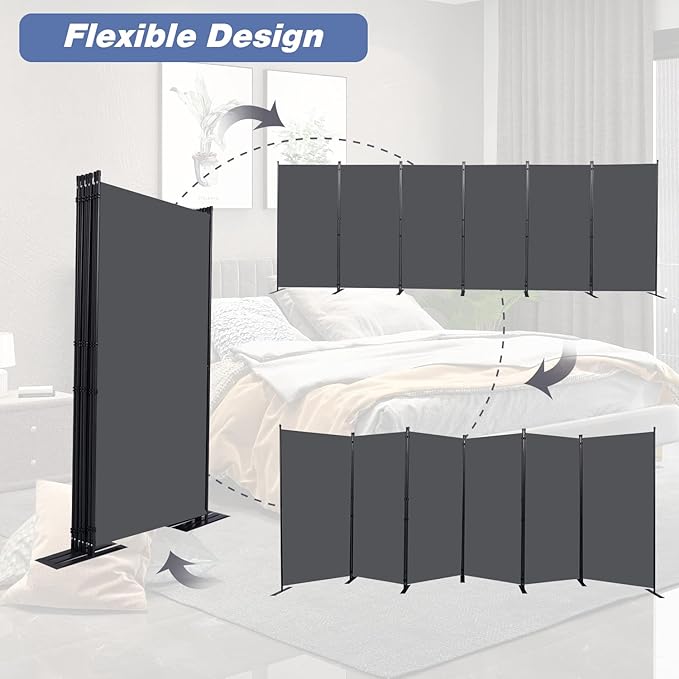 Room Divider, 6 Panel Folding Privacy Screens - Image 5