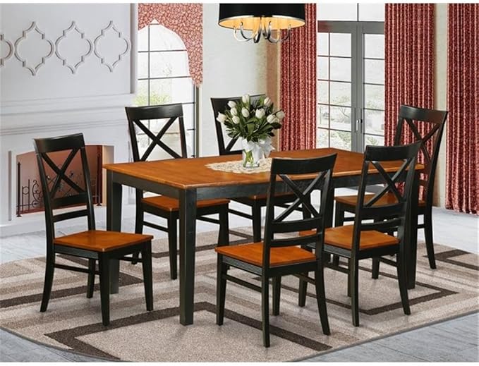 East West Furniture NIQU7-BCH-W 7 Piece Dining Room Table Set Consist of a - Image 2