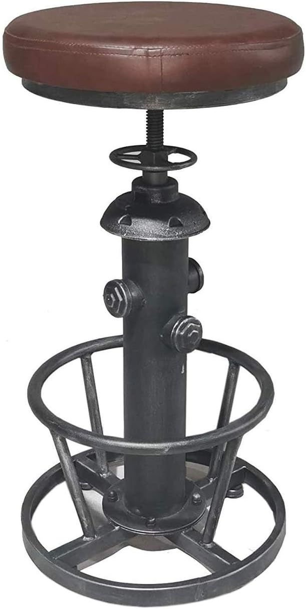 Topower Antique Industrial Round Bottom Adjustable Height Cafe Coffee Retro by Topower