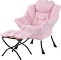 Lazy Chair with Folding Ottoman, Modern Accent Lounge Armchair with Armrests by MBOOYOME