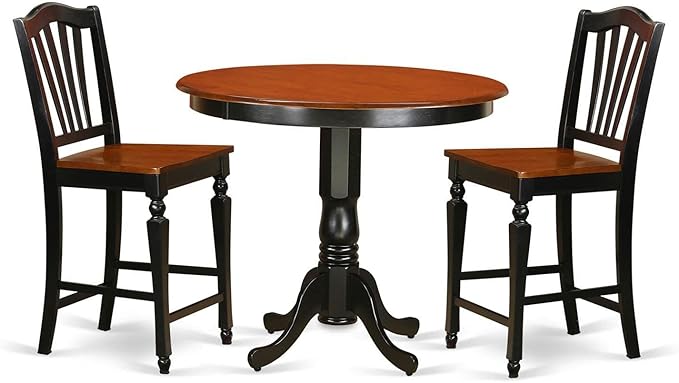 East West Furniture TRCH3-BLK-W 3 Piece Counter Height Dining Table Set by EastWestFurniture
