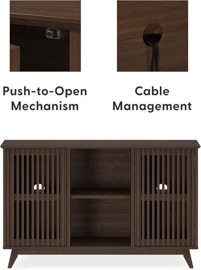 Plank+Beam Mid-Century Modern Wood TV Stand, Solid Wood Entertainment Console - Image 5