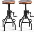 Diwhy Industrial Farmhouse Counter Stool Wooden Seat Height Adjustable by Diwhy