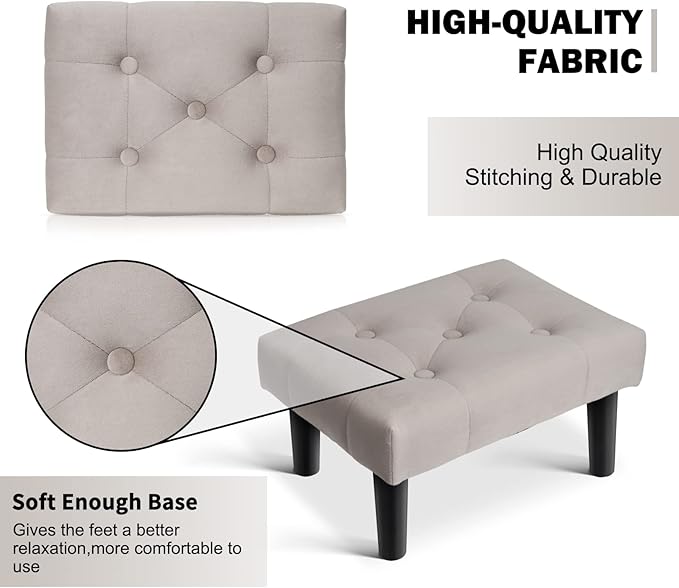 HOUCHICS Small Footstool Ottoman, Velvet Soft Footrest Ottoman - Image 7