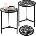 2 Packs 13" Metal Outdoor Side Tables Small Black Outside End Table by Party+Zealot