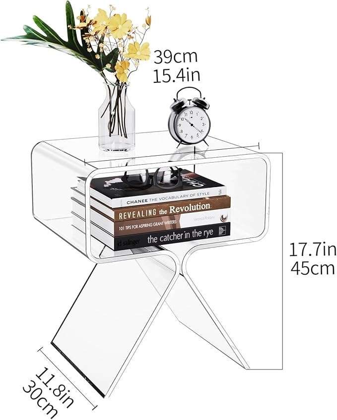 Acrylic Nightstand Side Table Modern Design Clear Home Decor Display End Table - Image 3