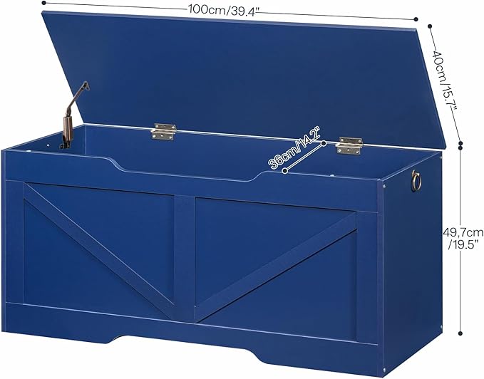 HOOBRO Storage Bench, 39.4" Retro Wooden Storage Chest - Image 3