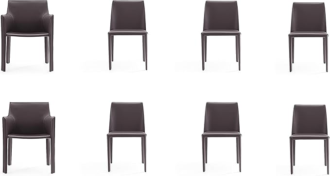 Manhattan Comfort Paris 8-Piece Leather Dining Chair and Armchair Set, by ManhattanComfort