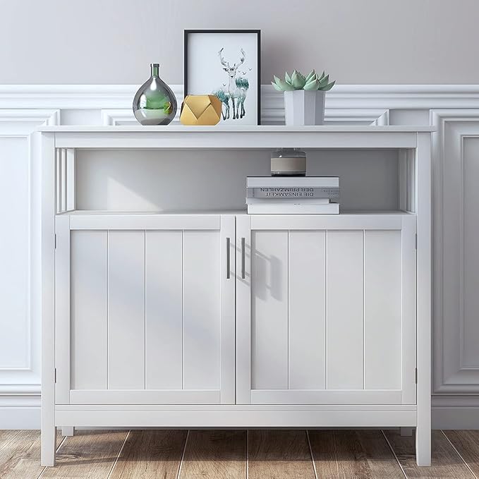 RASOO Buffet Cabinet White Kitchen Sideboard Buffet Storage Server Cupboard - Image 3
