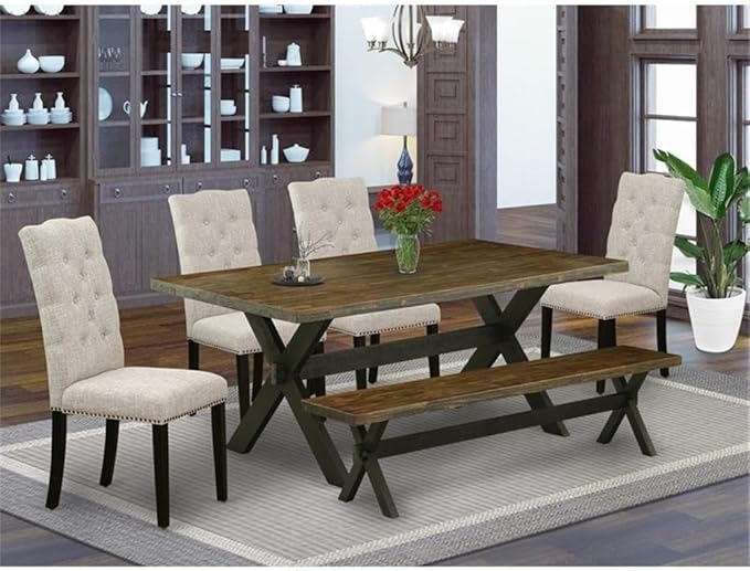 East West Furniture X677EL635-6 6 Piece Dining Room Set Contains a Rectangle - Image 2