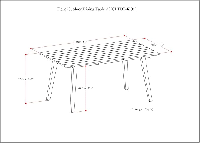 SIMPLIHOME Kona SOLID ACACIA WOOD 65 inch Wide Rectangle Contemporary Outdoor - Image 3