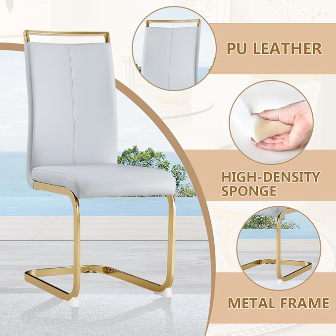 Dining Chairs Set of 8, Faux Leather - Image 4
