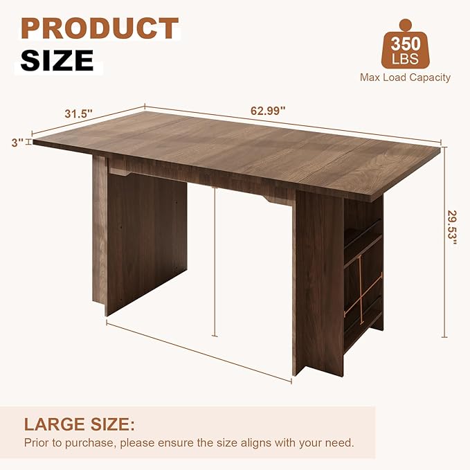 Garvee 63 Inch Dining Table for 2-4, Farmhouse Rectangular Kitchen Table - Image 2