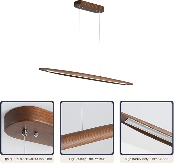 Wood Linear Pendant Hanging Light Fixture Minimalist Light Linear Chandelier - Image 6