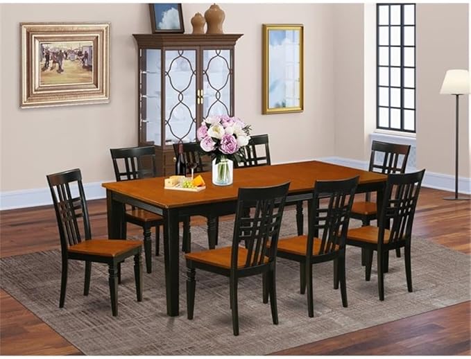 East West Furniture QULG9-BCH-W 9 Piece Dining Table Set Includes a Rectangle - Image 2