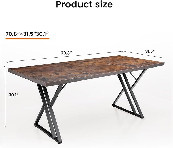 70.9Inch Office Desk, Executive Office Desk，Modern Industrial Style, Z-Shaped - Image 2