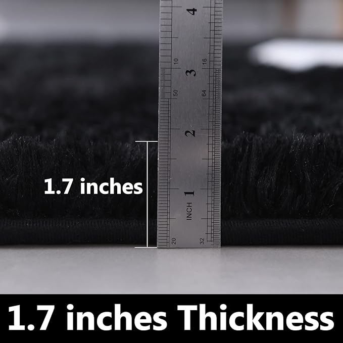 FJZFING Black Round Rug Ultra-Soft Plush Modern 4x4 Circle Area Rug - Image 2