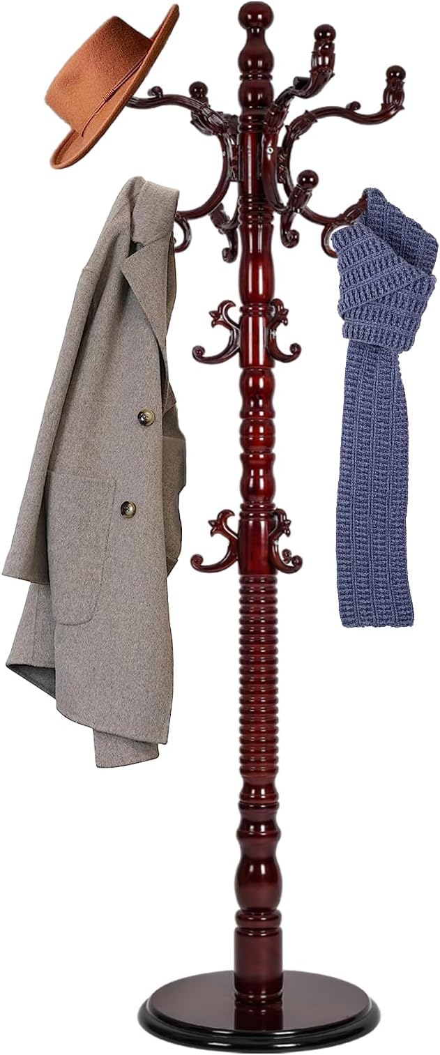 73 in Wood Coat Rack, Coat Rack Freestanding - Image 7
