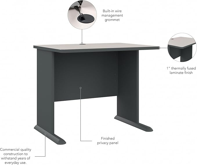 Bush Business Furniture Series A 36W Small Desk in White Spectrum and Slate - Image 6