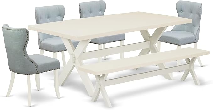 East West Furniture X027SI215-6 6 Piece Kitchen Table Set Contains a Rectangle by EastWestFurniture