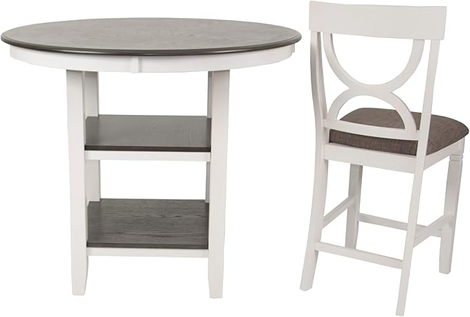 Poundex 5 Piece Counter Height Dining Set in White and Gray - Image 4