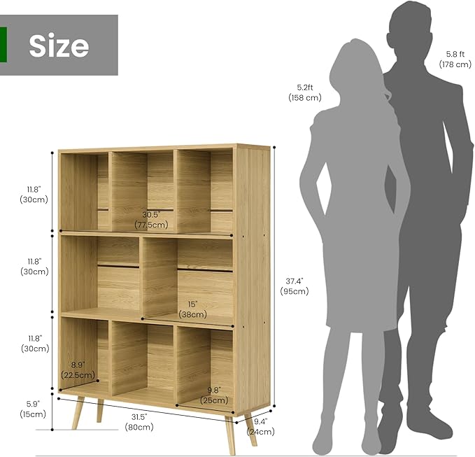 Bookshelf, 3-Tier 8 Cube Open Wooden Book Shelf - Image 2