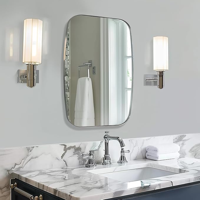 ANDY STAR Chrome Bathroom Mirror, 24x36 Inch Polished Chrome Oval Mirror - Image 4