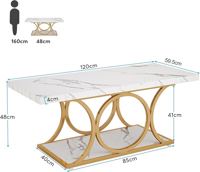 Tribesigns Rectangle Coffee Table, 46.45-inch Modern Coffee Tables - Image 2