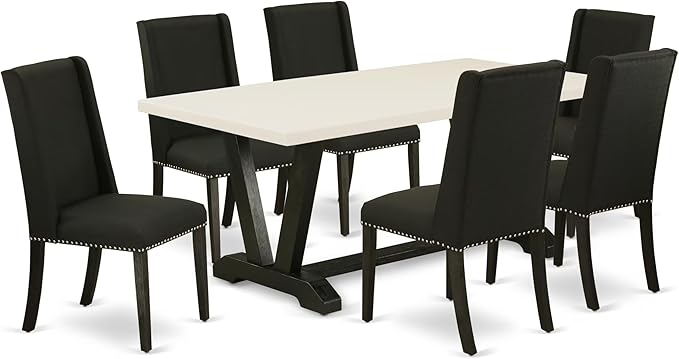 East West Furniture V627FL624-7 7 Piece Modern Dining Table Set Consist of a by EastWestFurniture