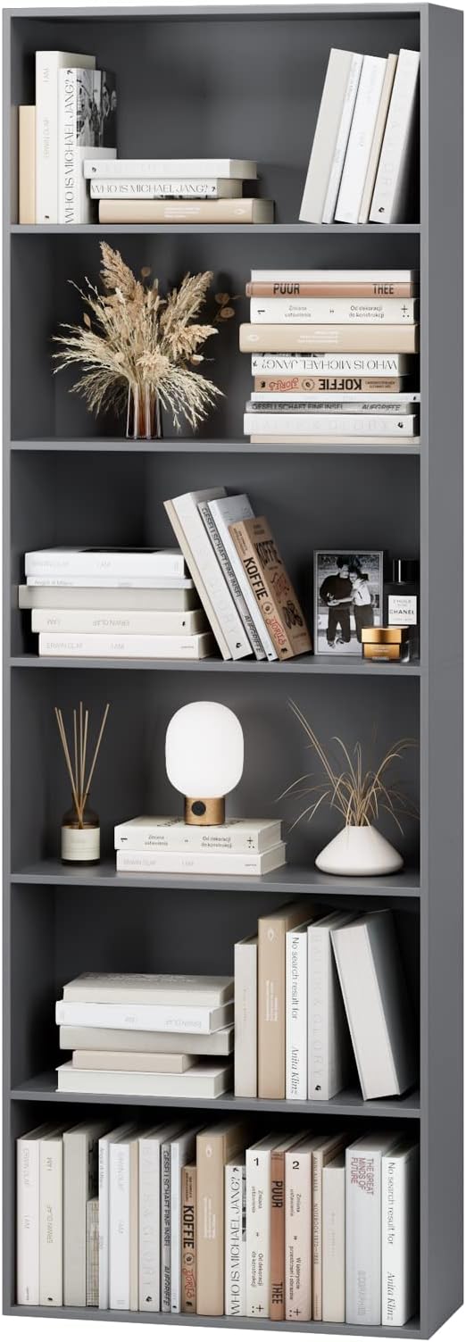 FOTOSOK 6-Tier Open Bookcase and Bookshelf, Freestanding Display Storage by FOTOSOK
