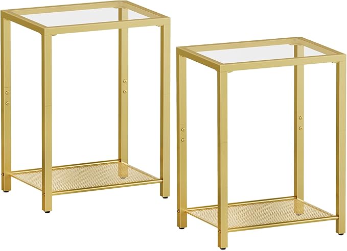 HOOBRO Set of 2 Side Tables, 2-Tier End Table, Nightstands by HOOBRO