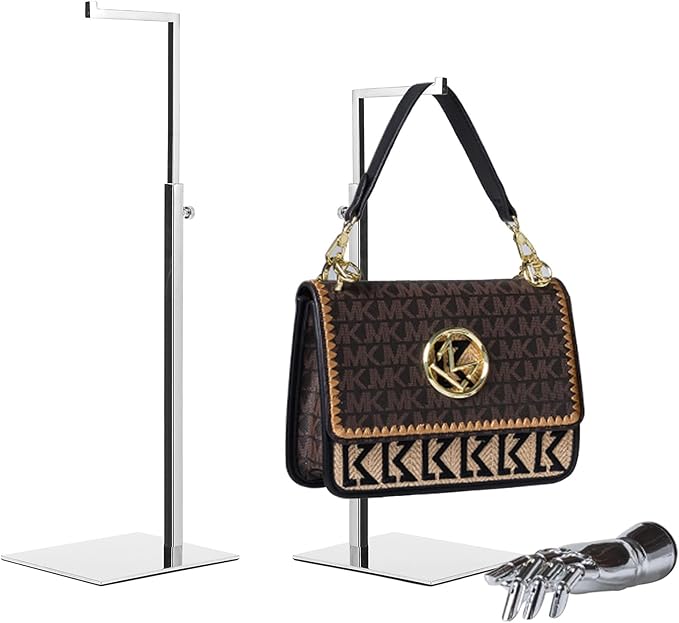 2 Pack Handbag Display Stands, Adjustable Height Stainless Steel Hanger Rack - Image 4