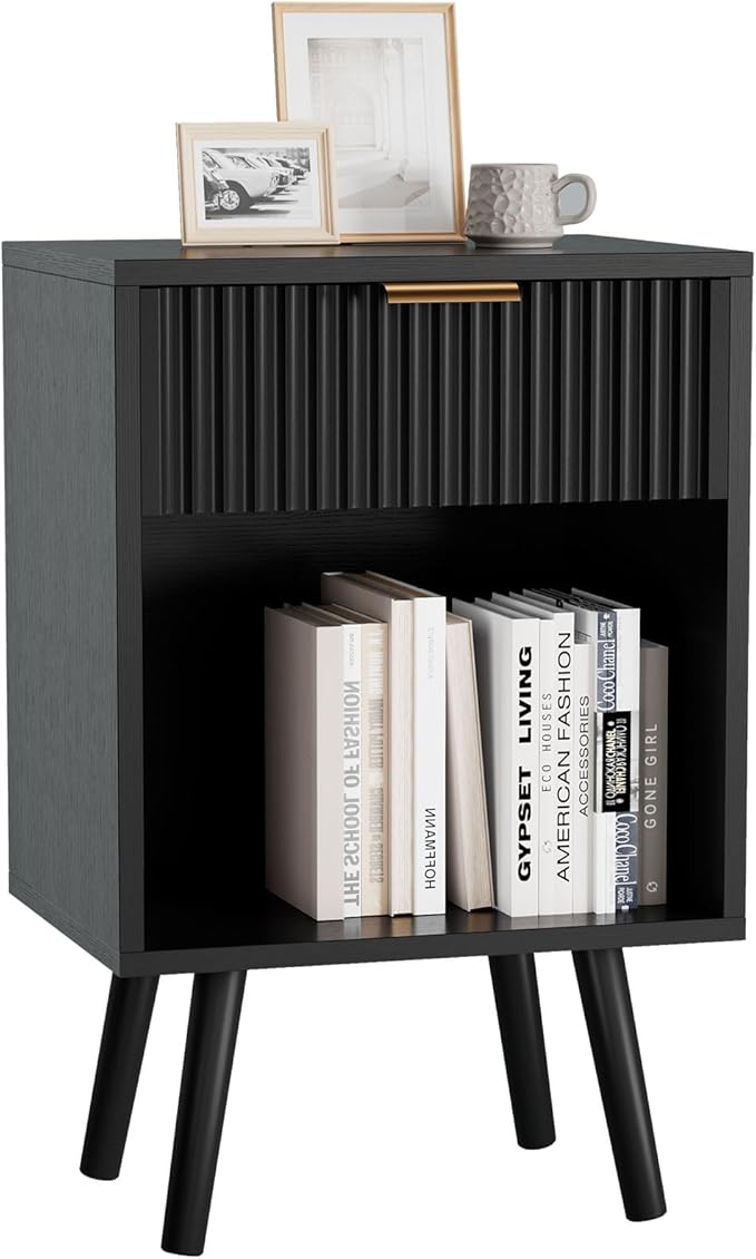 YMYNY Mid Century Modern Nightstand, Side Table, Fluted Night Stand by High-qualityhomefurnishing