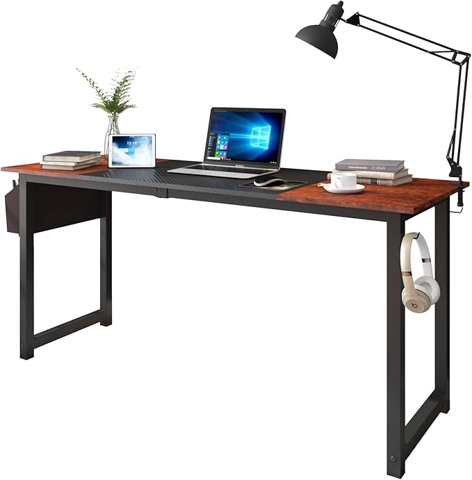 Decoholic 63 Inch Home Office Computer Two-Color Panel Desk by DECOHOLIC