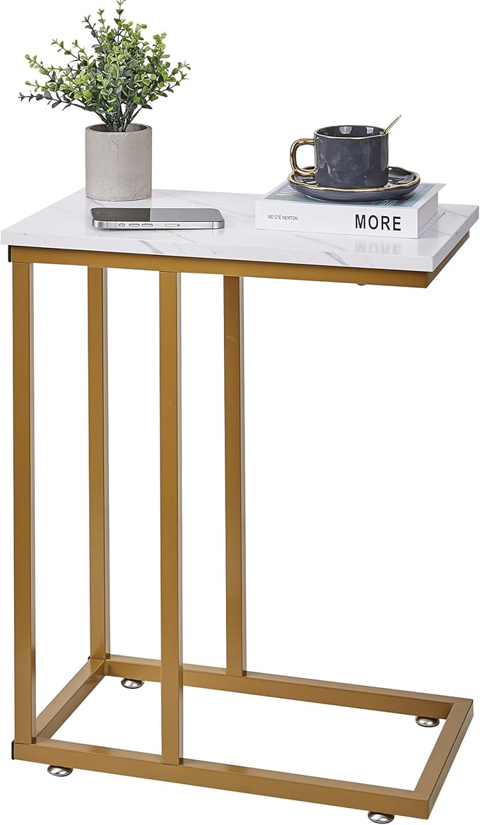 VECELO C Shaped End Side Table for Sofa Couch and Bed Snack TV Tray for Living by VECELO