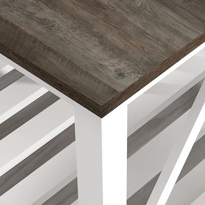 Farmhouse Coffee Table, 2-Tier Rectangular Wooden Centre Cocktail Table - Image 5