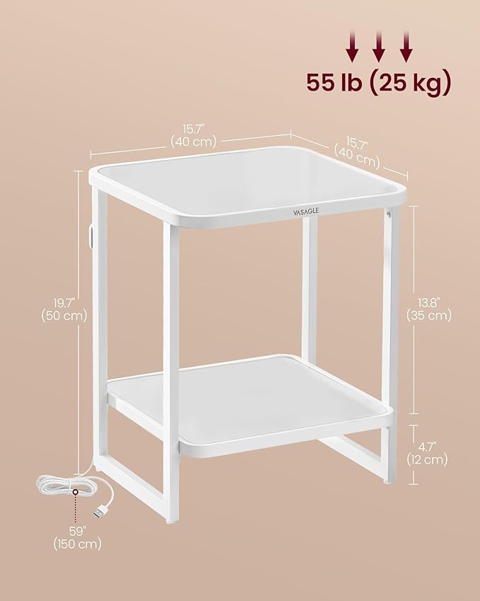 VASAGLE End Table, 2-Tier Side Table - Image 3