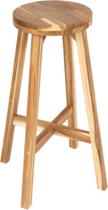 Round Stool Acacia Wood, Easy Assembly, Natural Wax Finish, Wooden Stool by ARROWSTONE